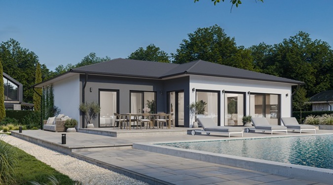 Modern modular home offering affordability and style.